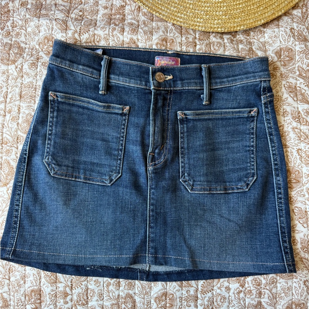 Mother Denim Patchie Denim Mini Skirt 26